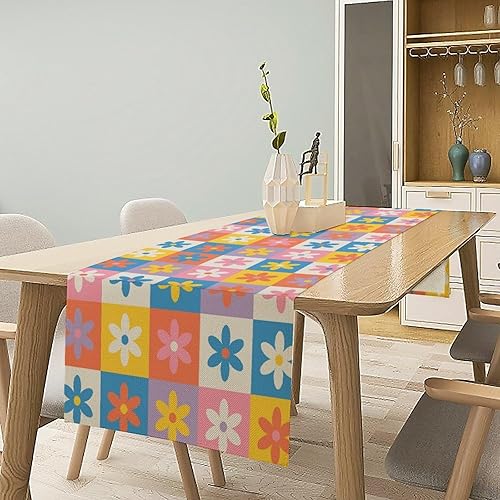 Miniatura 178 de Camino de mesa retro de los años 70, estilo vintage, abstracto, moderno, bohemio, espiral, espiral, ondas, granja, cena, camino para el hogar,