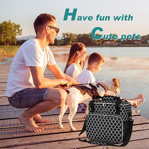 Miniatura 7 de BAGLHER Bolsa de viaje para perros, bolsa de viaje para mascotas (todos los suministros de viaje para mascotas), con 2 recipientes de comida para