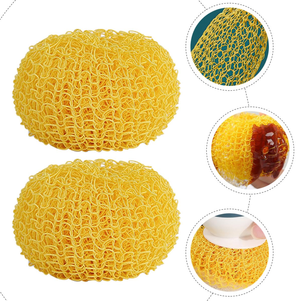 Boule de Nettoyage Vaisselle 2 Pièces Fibre Ronde Jaune