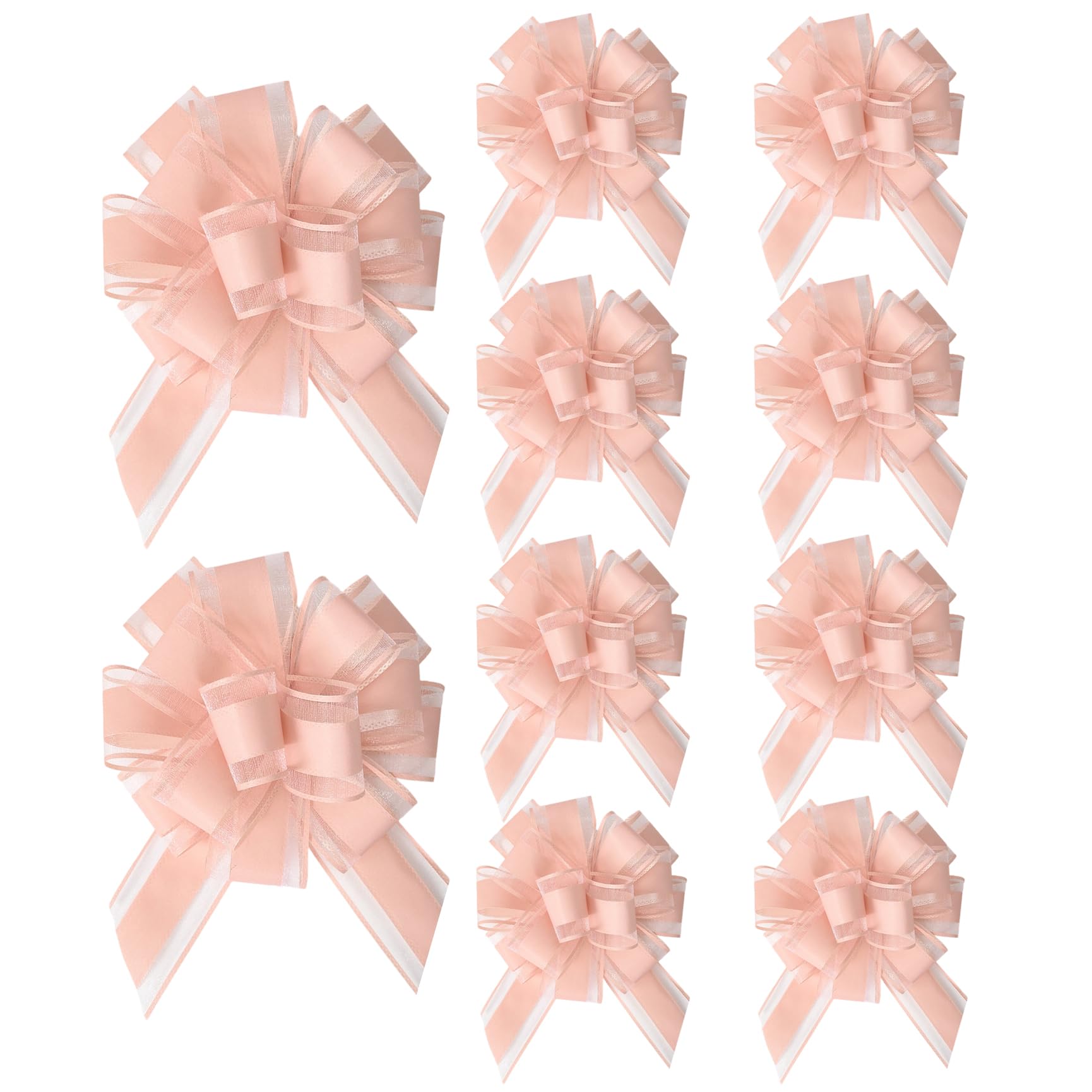 10Pcs Pink Bows for Gift Wrapping, 6 inch Large Pull Bow Pink Ribbon Bows for Presents Basket Cars Wedding Christmas Valentine's Day Birthday Party Supplies