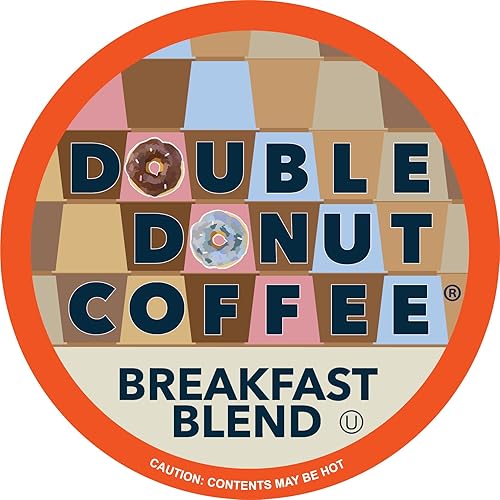Double Donut Coffee Cápsulas de café de mezcla de desayuno, café tostado ligero en cápsulas reciclables de una sola serie para máquinas Keurig K