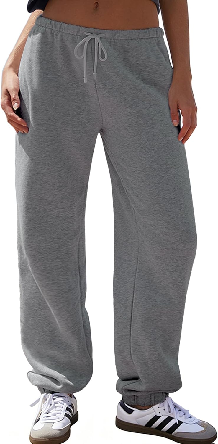 Ugerlov Women's Low Rise Fleece Lined Baagy Sweatpants 2026 Trendy Drawstring Lounge Casual Sweat Pants with Pockets