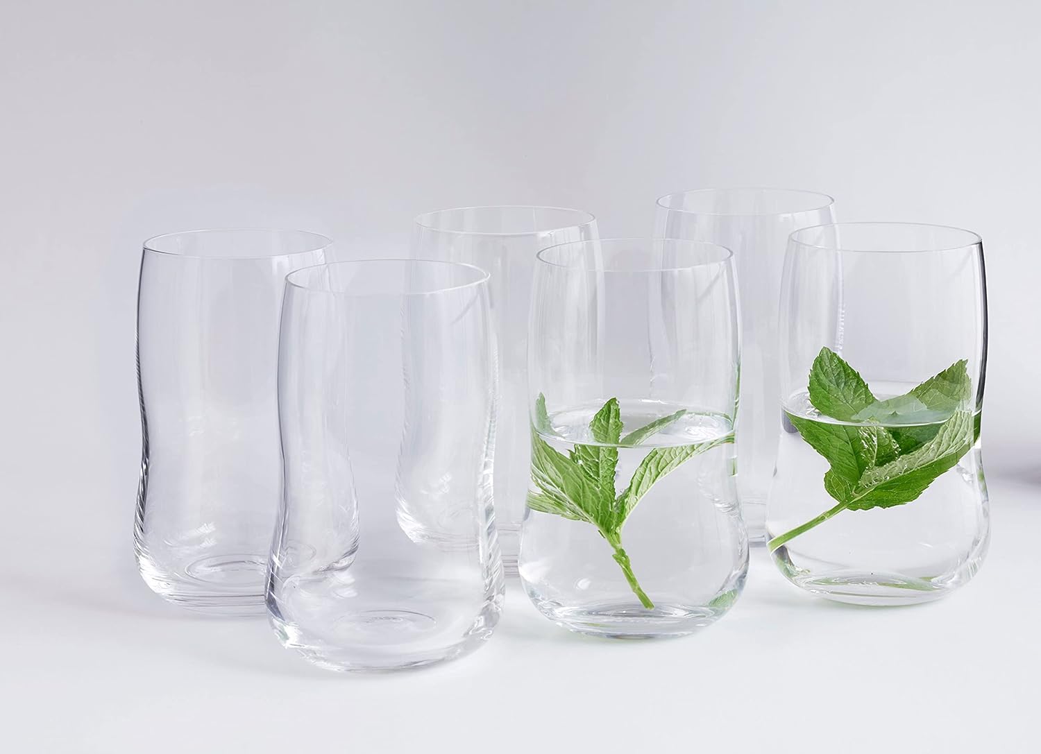 Holmegaard Future Tumbler, Clear, 4.3"H x 3"D, 8.5 oz, Set of 6, Designed by Peter Svarrer, Gift Box Included