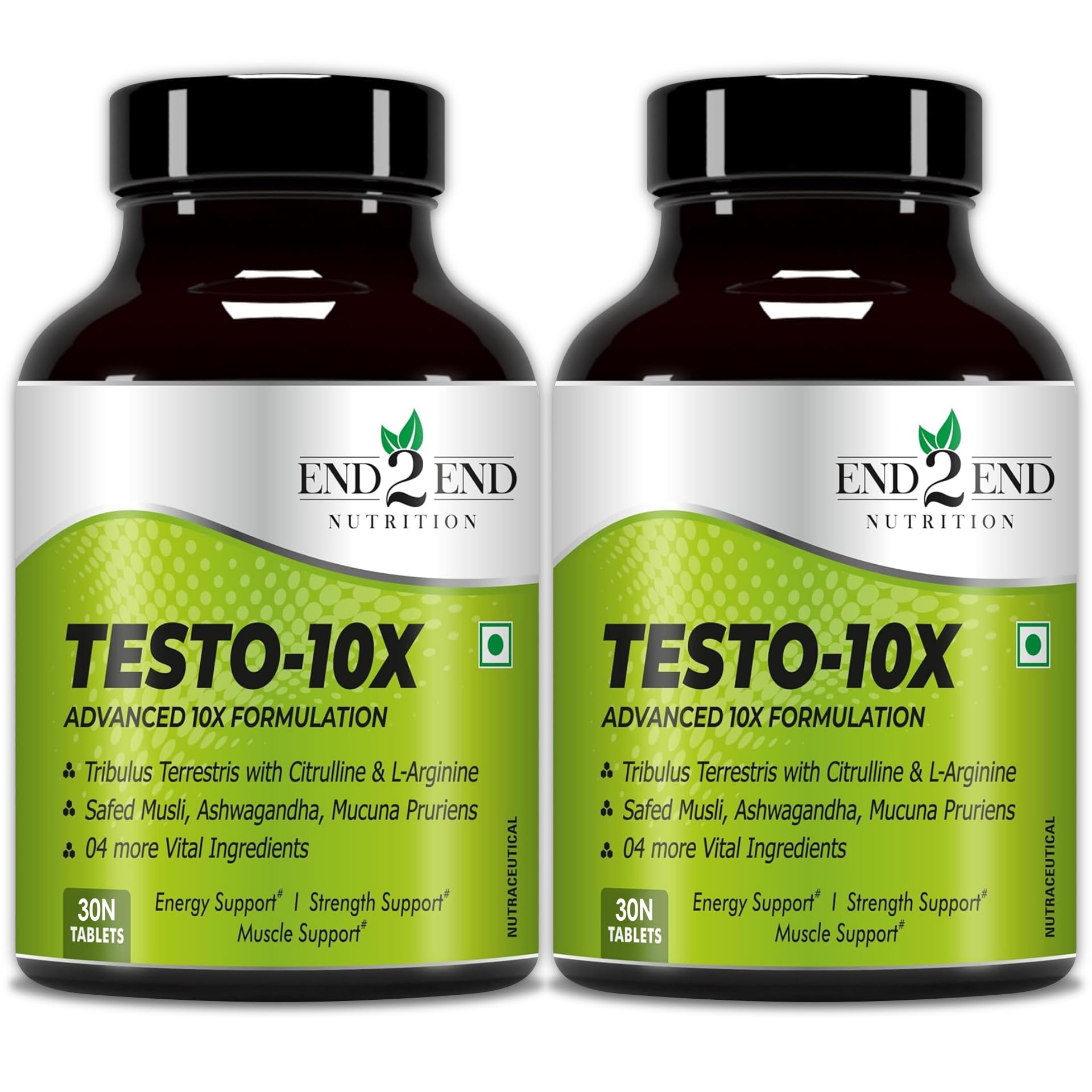 End2End Nutrition Testo-10X Natural Testosterone Booster for Men with Tribulus, L-Arginine, Ashwagandha and Safed Musli for Strength, Stamina, Energy and Muscle Gain – 30 Tablets — Amazon image 13