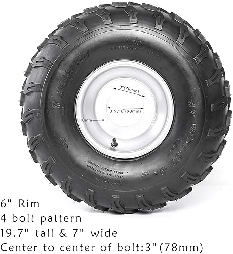 Miniatura 2 de 2 juegos de 19x7-8 delantero y 18x9.5-8 trasero sin cámara neumático con llanta para ATV Go Kart Quad Bike 4 ruedas