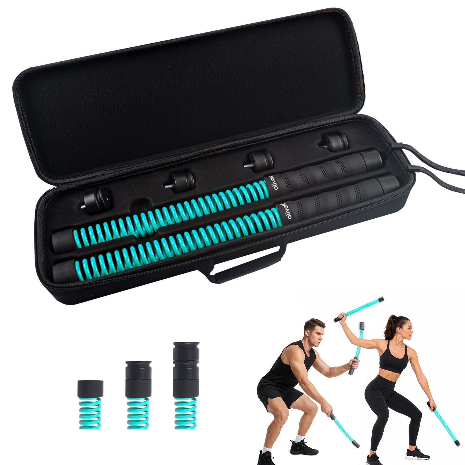 ATIVAFIT Battle Ropes for Home Gym, Adjustable Resistance Ropeless Design, Weighted Cordless Workout Ropes for HIIT, Cardio and Strength Training, Full Body Exercise Equipment-Green