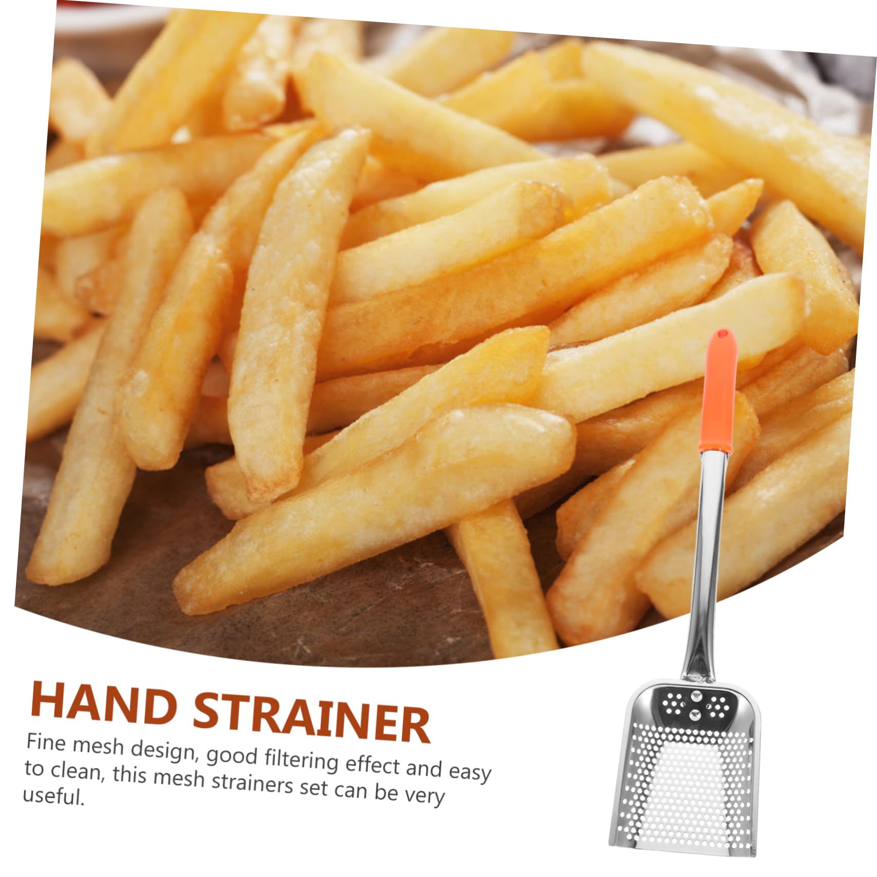 OFFSCH Stainless Steel Skimmer Spoon Ergonomic Food Strainer for Oil Filtering Lightweight Colander for Frying Cooking and Draining Versatile Kitchen Gadget for Home Use