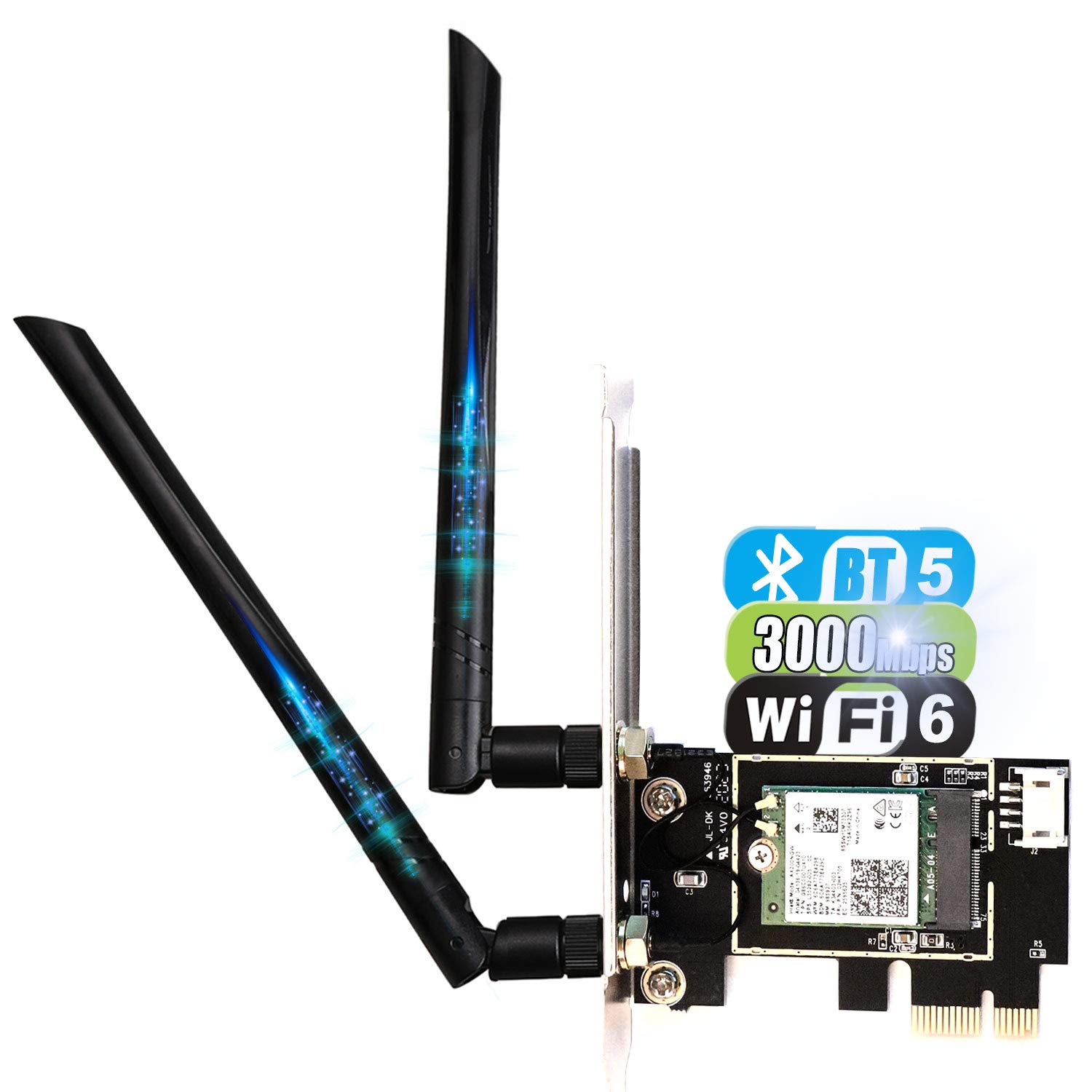 TEROW WiFi 6 PCIe WiFi Card for PC | 802.11AX Dual Band 2.4G/574M 5.8G/2400M Wireless Network Card | Bluetooth 5.0 | Intel AX200 | MU-MIMO | Low Latency | Support Win 10 64bit