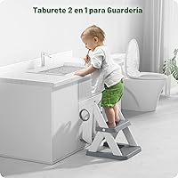Vista 6 de Asiento de entrenamiento para ir al baño, para niños y niñas, 2 en 1, protector contra salpicaduras, antideslizante, taburete