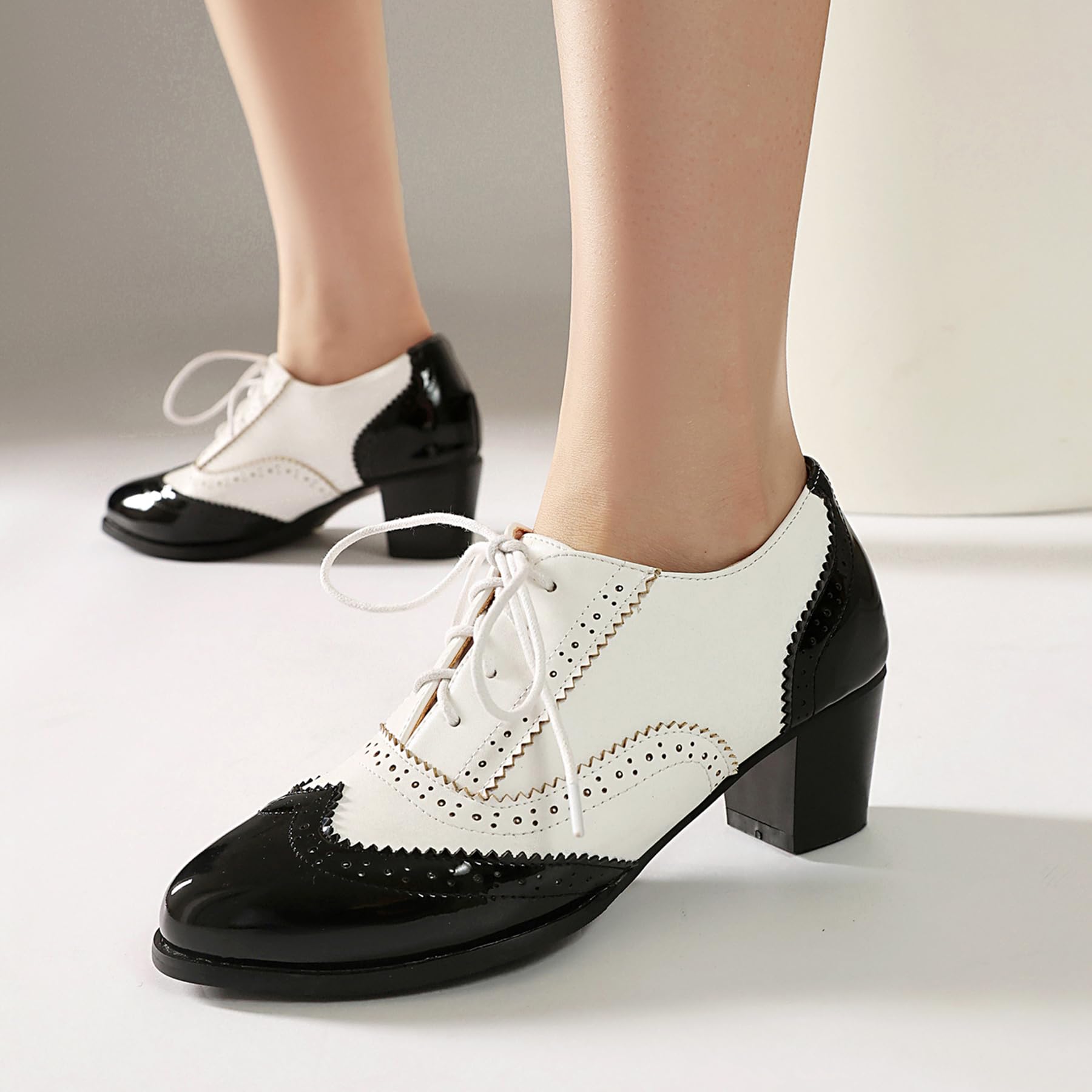 Gicoiz Charol Oxford Mujer Cordones Brogue Zapatos de Vestir