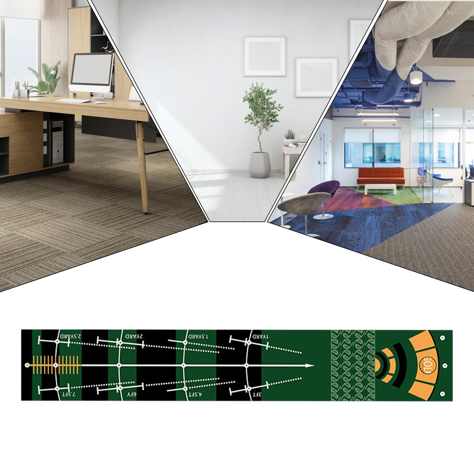 Tapis d'entraînement au Putting, Putting Green en intérieur | Tapis d'entraînement de Golf Portable | Green de Golf d'intérieur, équipement d'entraînement de Golf réutilisable pour viser,