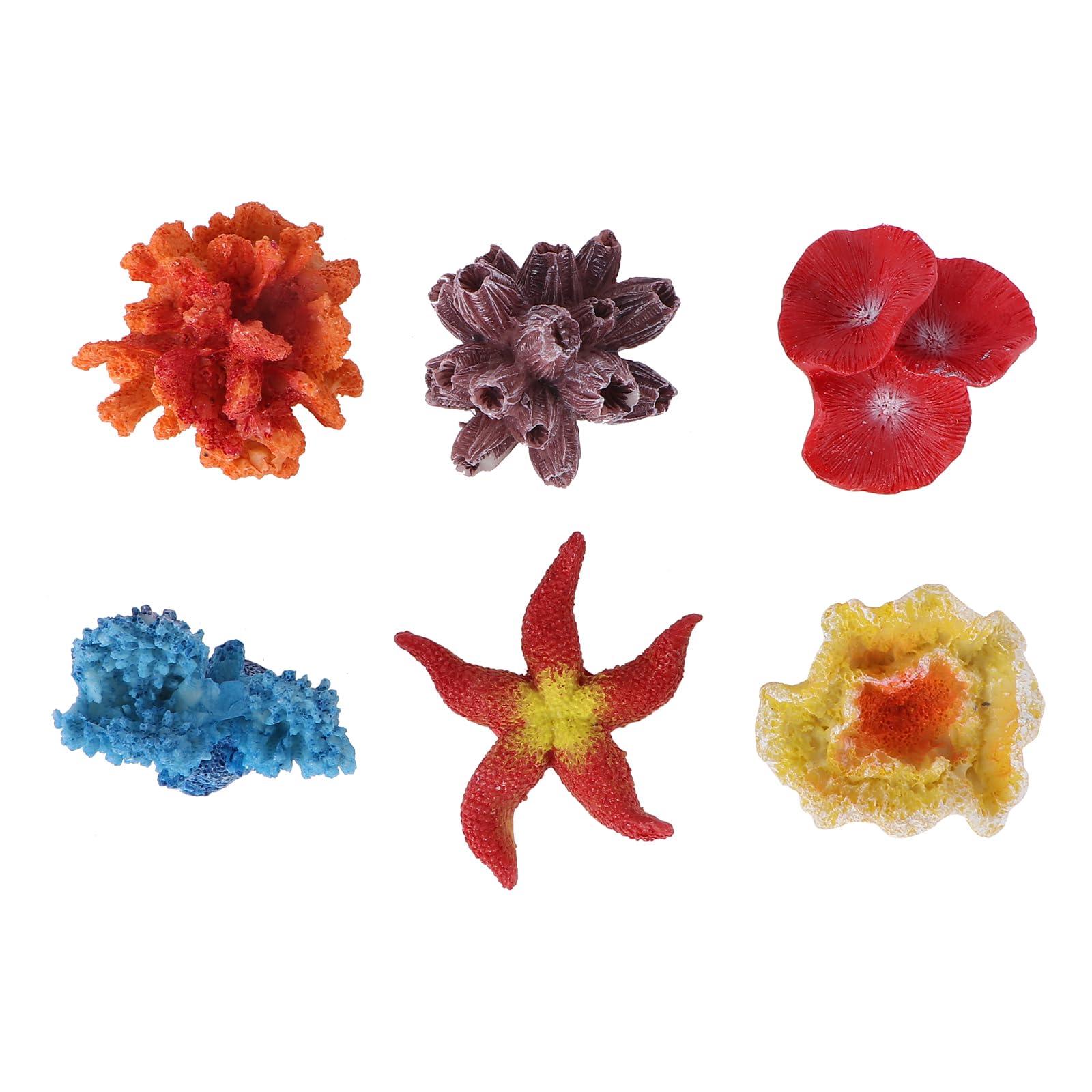 POPETPOP Aquarium Coral Reef Decorations: 6 Pcs Multicolor Coral Aquarium Decorations Artificial Sea Star Coral Hiding Ornament For Crafts Fish Tank