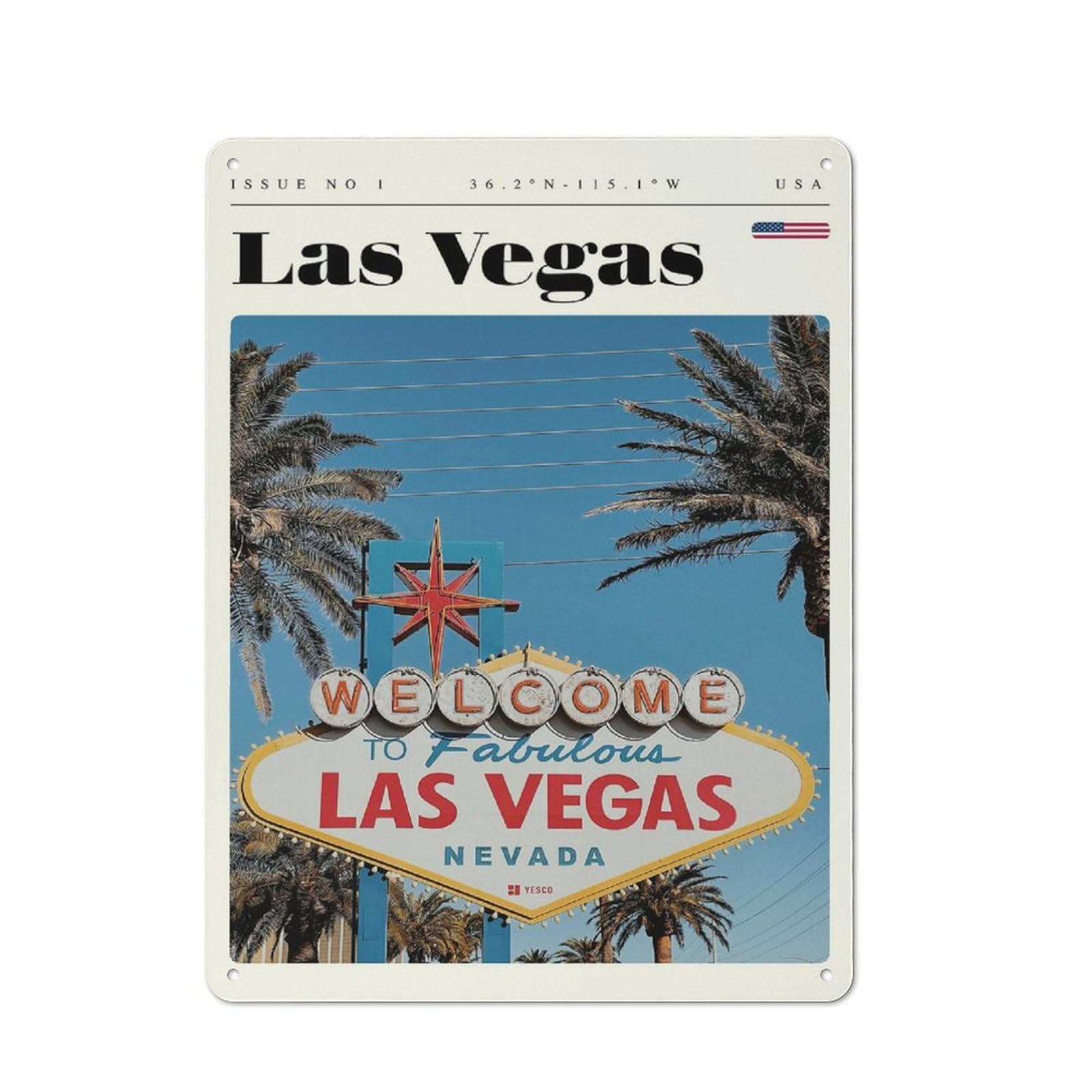 Junmoney Style-16 Las Vegas Nevada Welcome Sign Travel Art Decorative Tin Plaque 40X30cm, Decorative Novelty Wall Art For Hallway, Home Bar, Garage Or Study