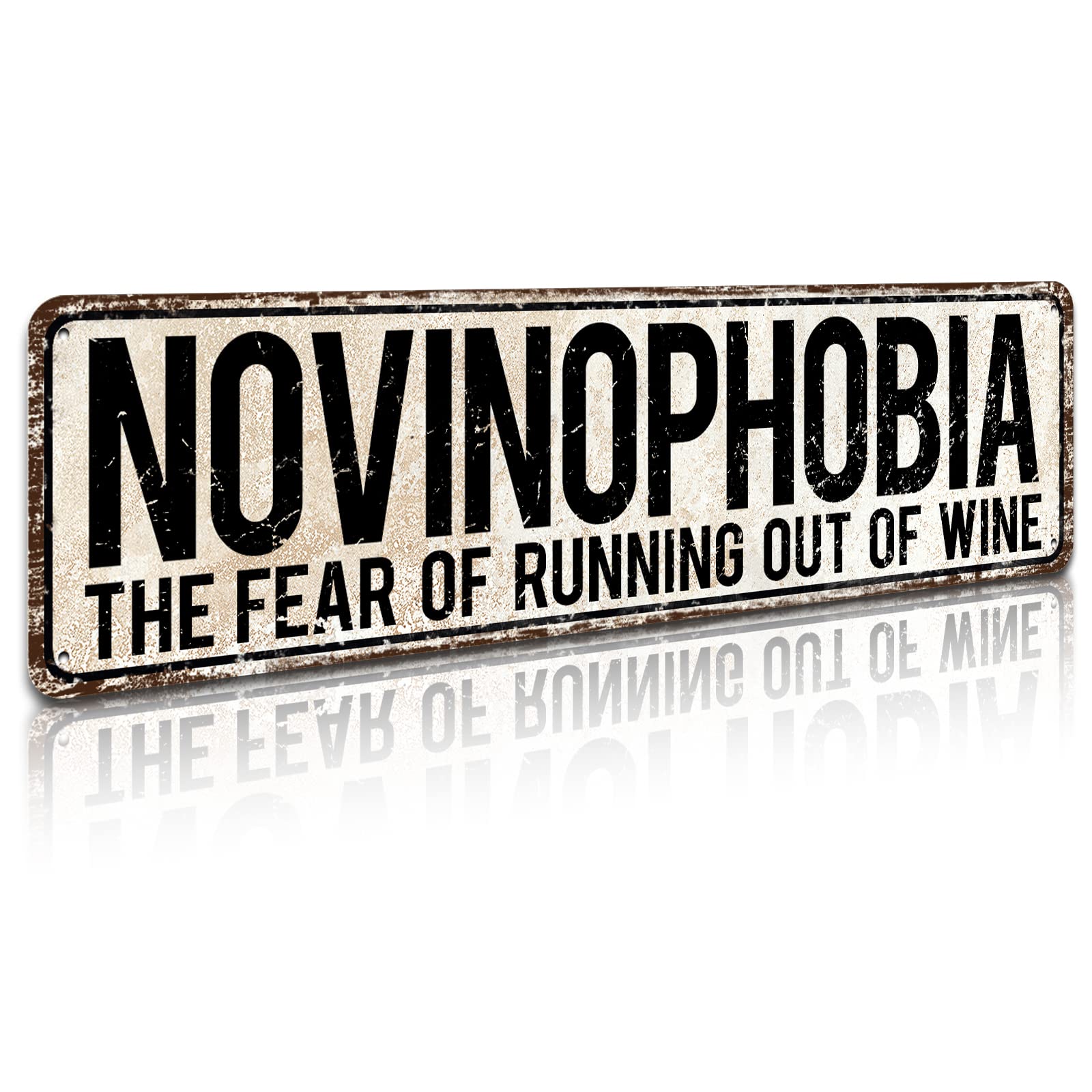 Bar Signs, Novinophobia The Fear of Running Out of Wine, Novelty Sign for Home Bar Decor, 4 x 16 inch