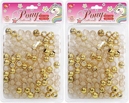 Vista 24 de Kit de 200 cuentas para hacer joyas, bricolaje, trenzar el cabello, pulsera, adornos, manualidades, poni redondo extra grande + 2 cuentas incluidas