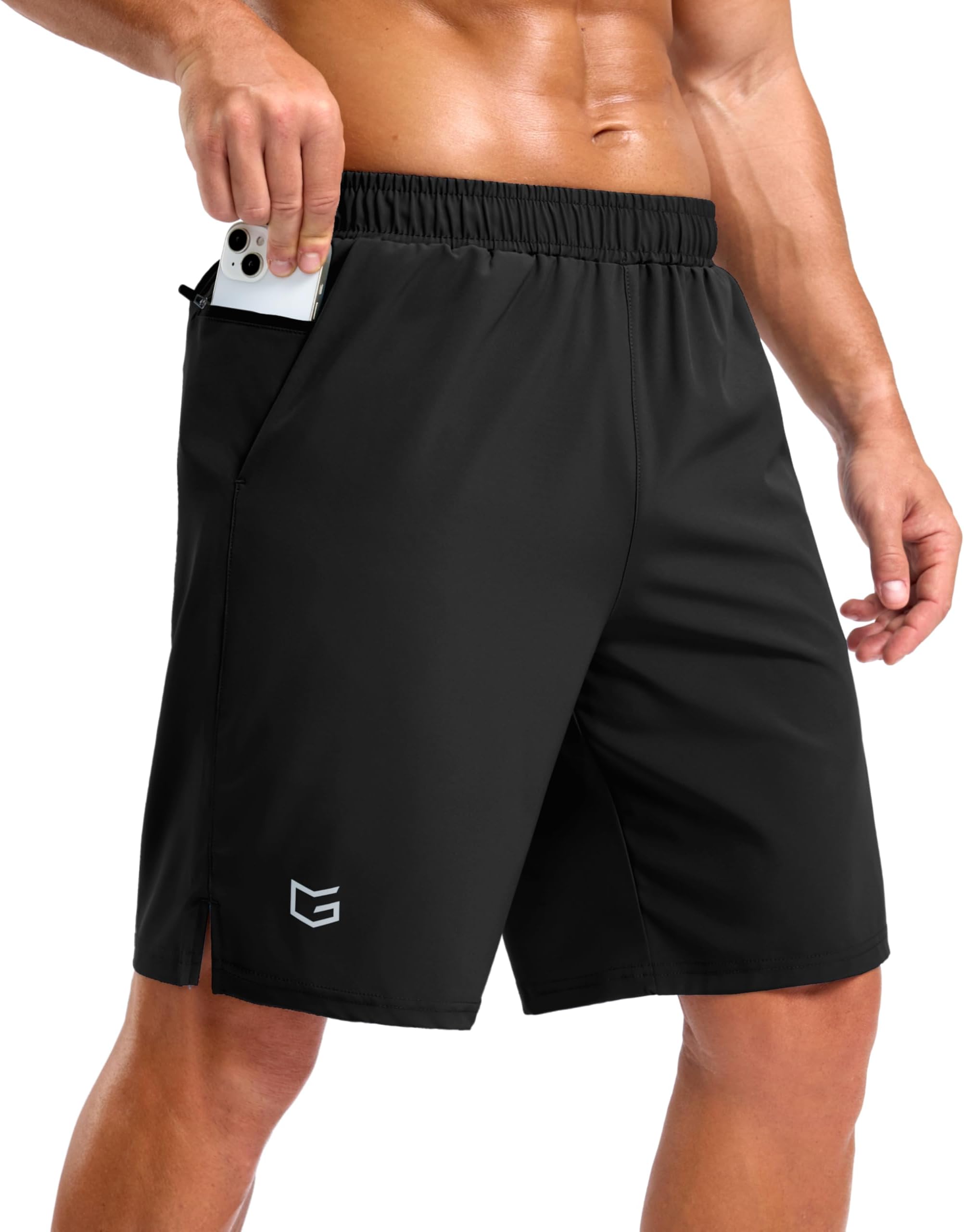 G Gradual Men's Workout Gym Shorts with 2 Zipper Pockets 7"/ 5"/ 9" Quick Dry Athletic Running Basketball Shorts for Men