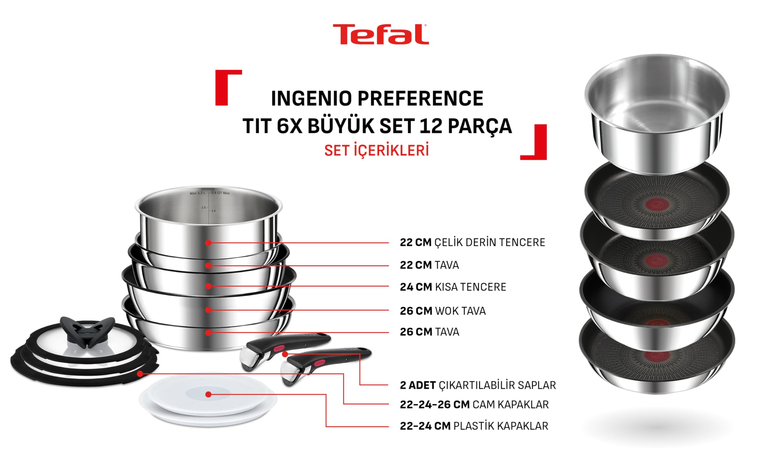 Tefal Ingenio Preference 12 Parça Tencere Seti | 6X Kaplama