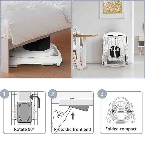 Miniatura 8 de Kinder King Andador plegable 3 en 1 caminante de actividades para niños y niñas sentado para aprendizaje caminar detrás con juguetes musicales