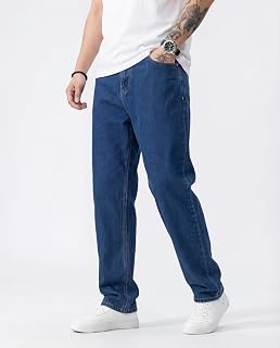 Mens Regular Fit|Classic Design|Strachable Jeans Relaxed Fit Blue Casual Streetwear Style Jeans || Baggy Fit Jean's || Loo... Price In India