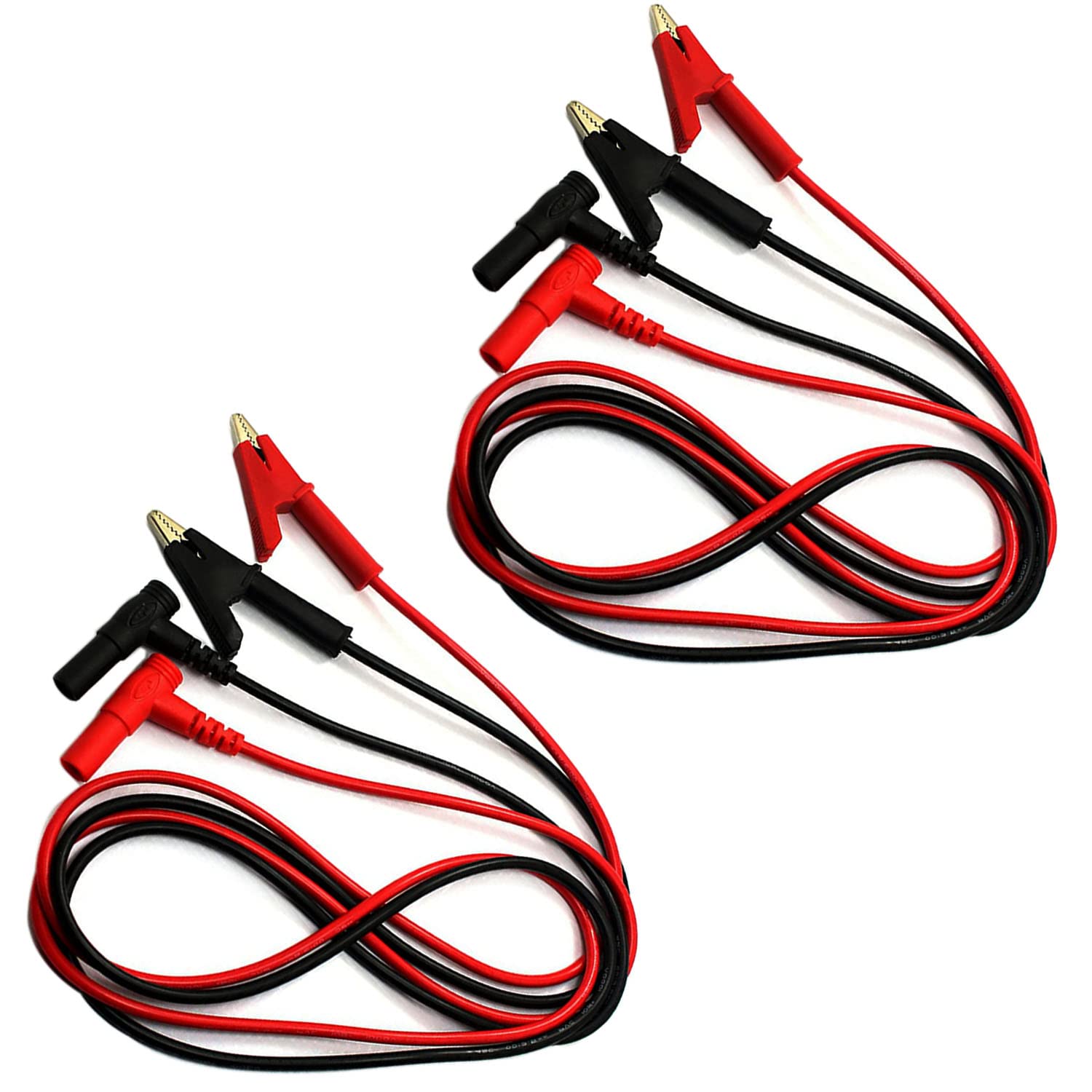 RUNCCI-YUN 4 PCS Puntali Tester per Multimetro,Pinze a Coccodrillo puntali multimetro,Spina a banana per coccodrillo
