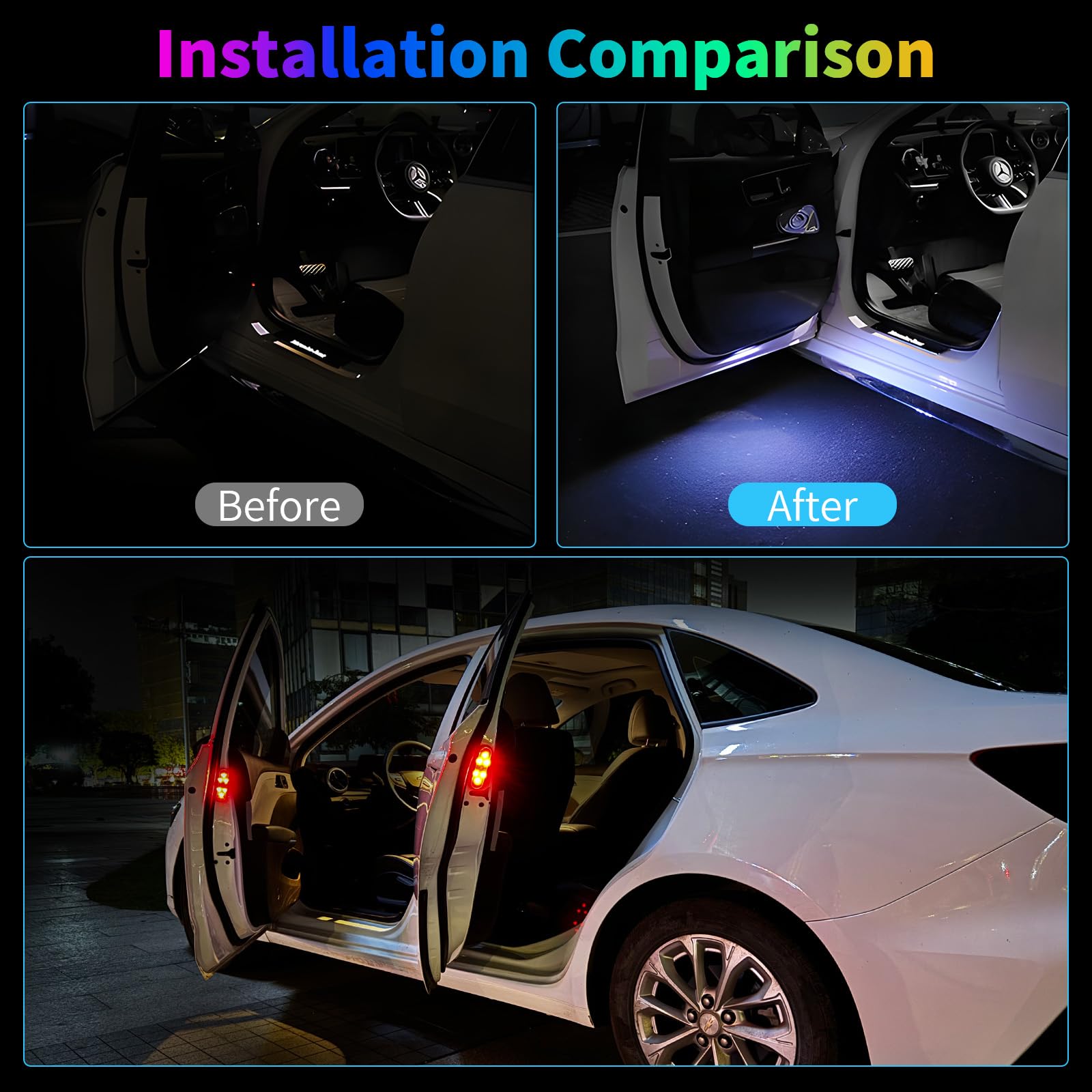 Éclairage D'avertissement Pour Portière De Voiture - Magnétique, Rechargeable USB-C, 7 Couleurs, Capteur Automatique