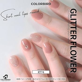 Amazon | COLORBIRD ネイルチップ ショート 24枚 ピンク ネイル