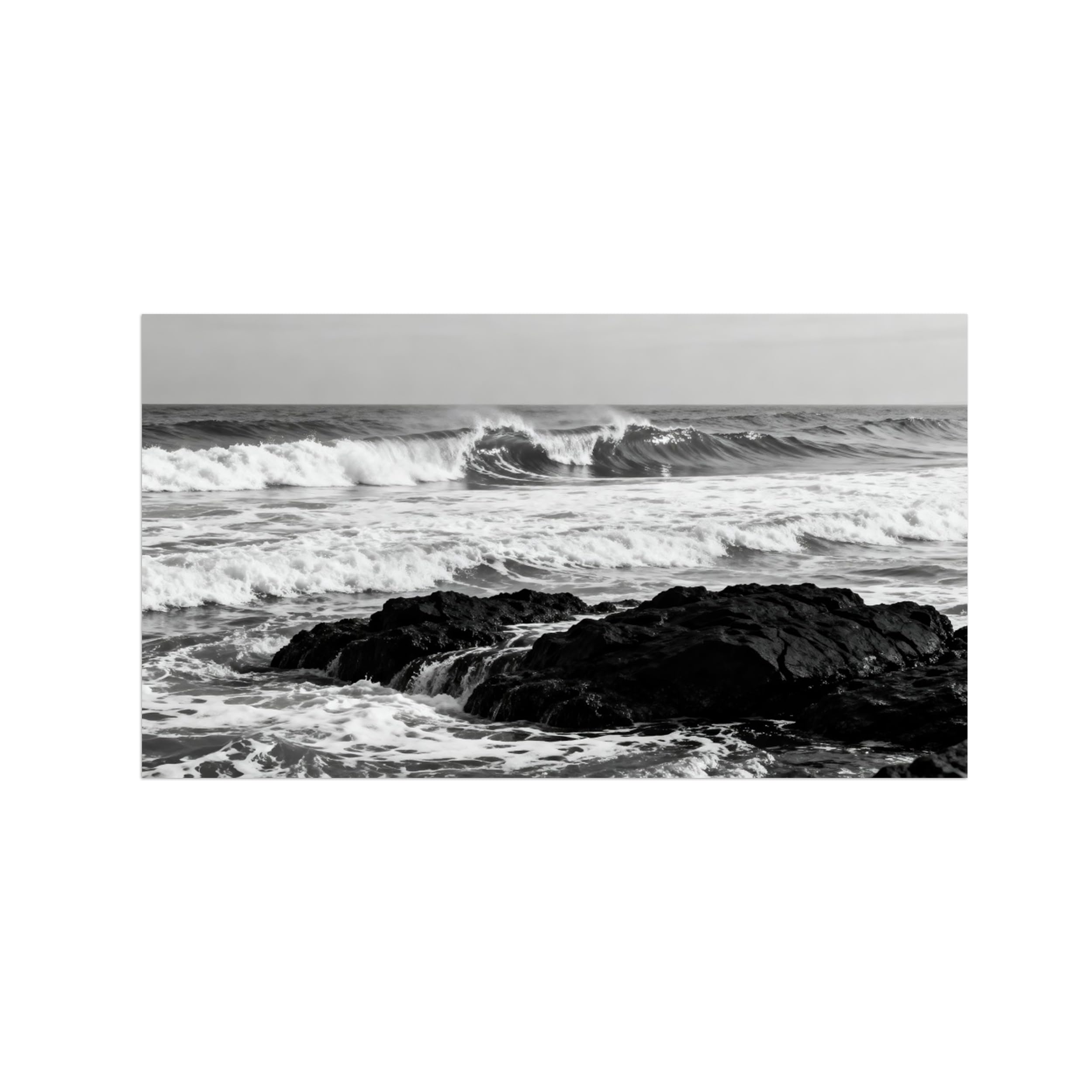 OZPWBVY Black and White Landscape Print Painting-Sea Waves-Minimalist Canvas Wall Art Picture for Home Decor 20x35in 50x90cm Unframed