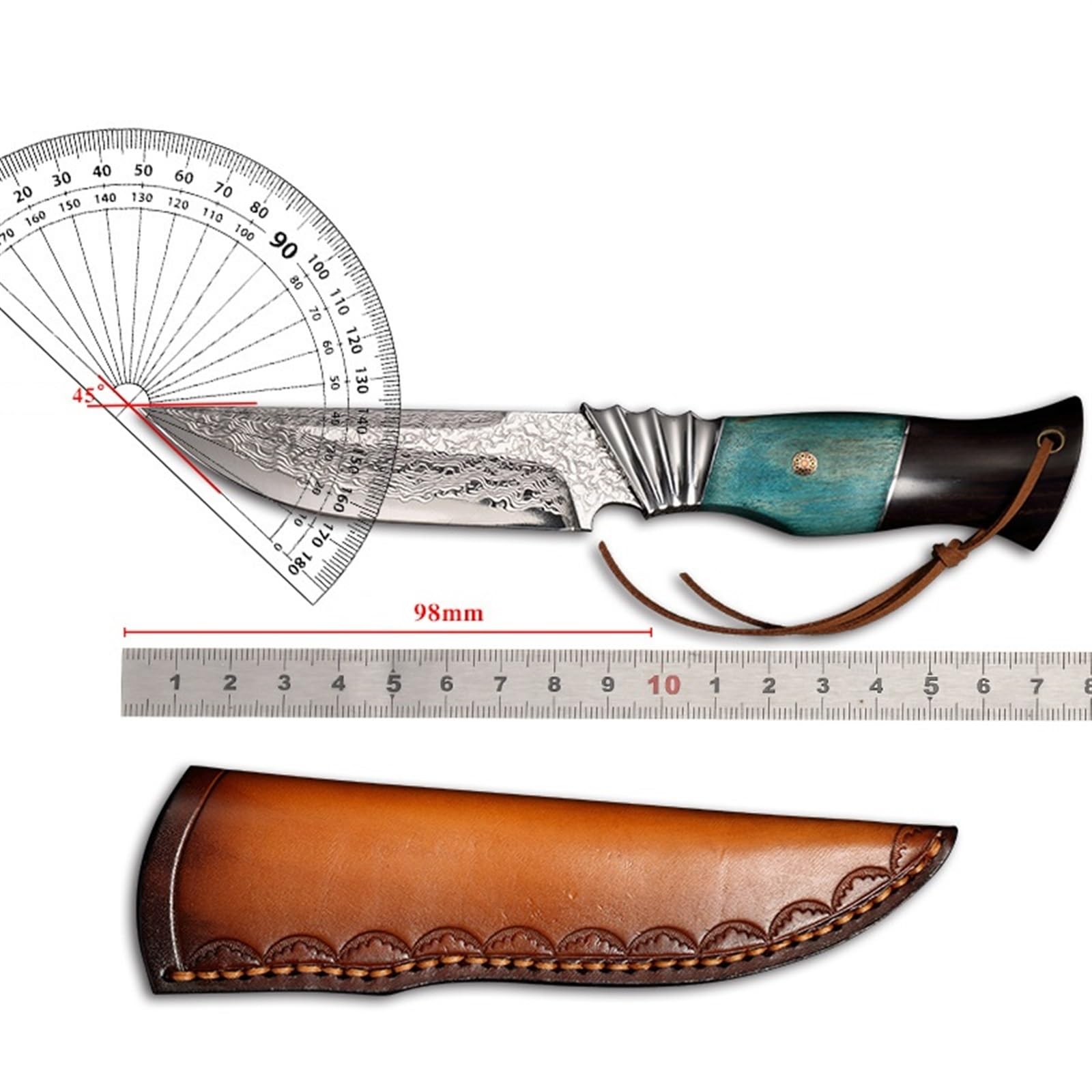 Handmade Damaskus Jagdmesser Messer OutdoorKnife feststehende Klinge VG10 Damaskus Gerades Messer Scharfes und langlebiges Messer Messer mit hoher Härte