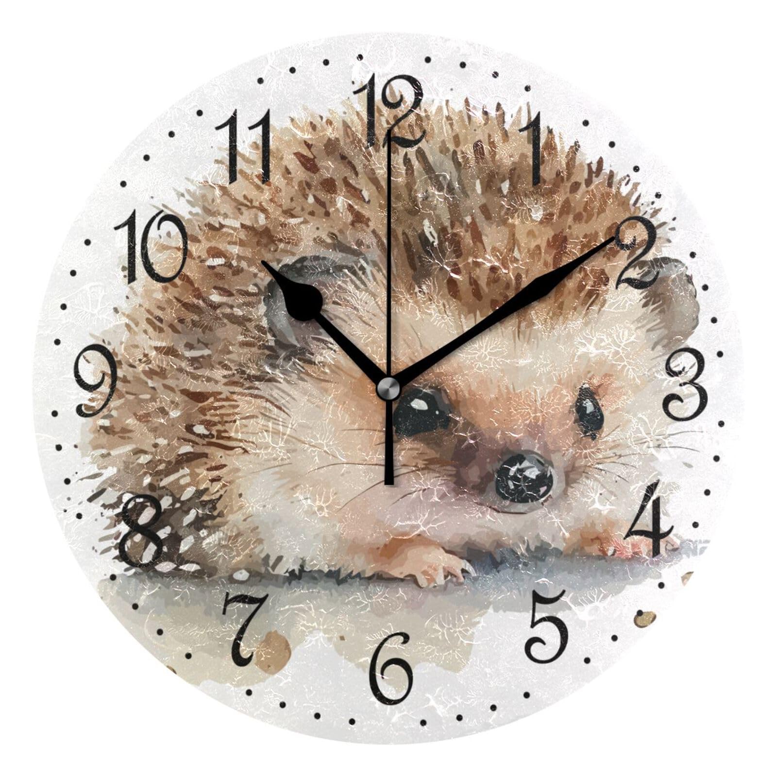 Mnsruu Wall Clock Little Hedgehog, Silent Non-Ticking Decorative Wall Clocks Battery Operated 25x25cm โ image 1