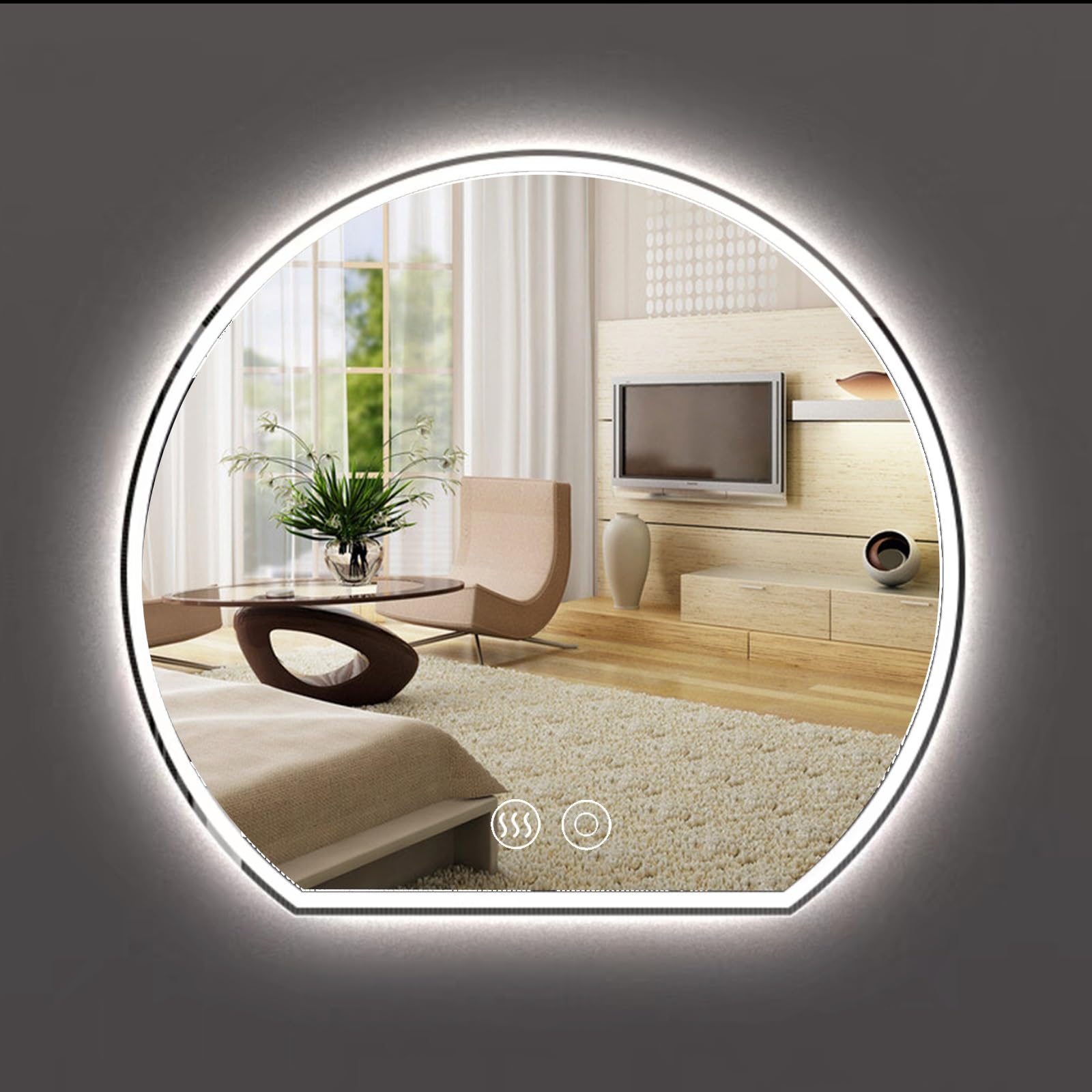 Miroir de salle de bain moderne mural éclairé avec miroir anti-buée