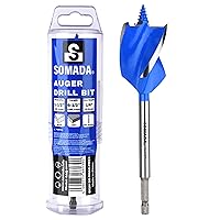 Vista 1 de SOMADA Broca de taladro de 1-1/2 pulgadas x 6-1/2 pulgadas para madera, vástago hexagonal de cambio rápido de 1/4 pulgadas, broca larga de tres