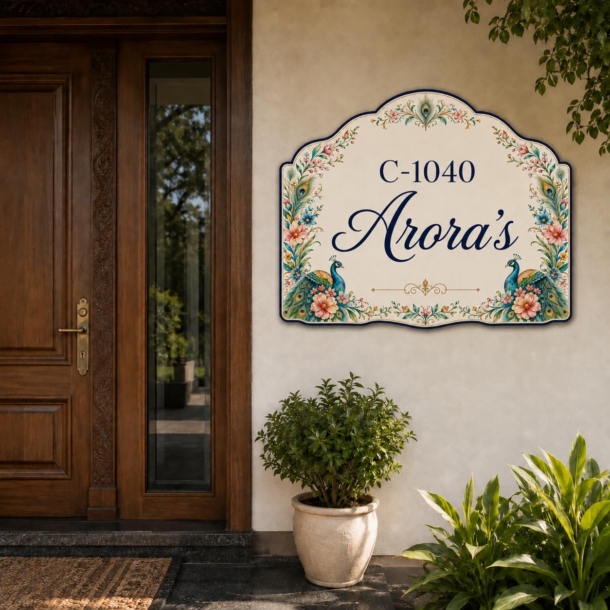 Zesta Customized Name Plate for Home Entrance Outdoor | Acrylic Door Name Plate for House | Modern Personalised Name Board for Home Entrance | Waterproof House Name Plate Wall Décor (Peacock) — Amazon image 4