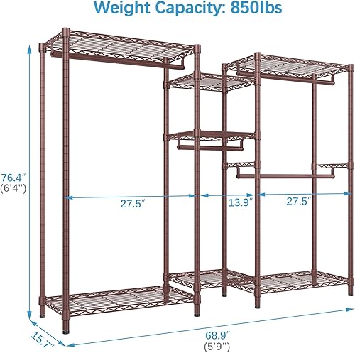 Vista 19 de VIPEK - Perchero resistente de 5 niveles, de alambre, para colgar ropa Negro