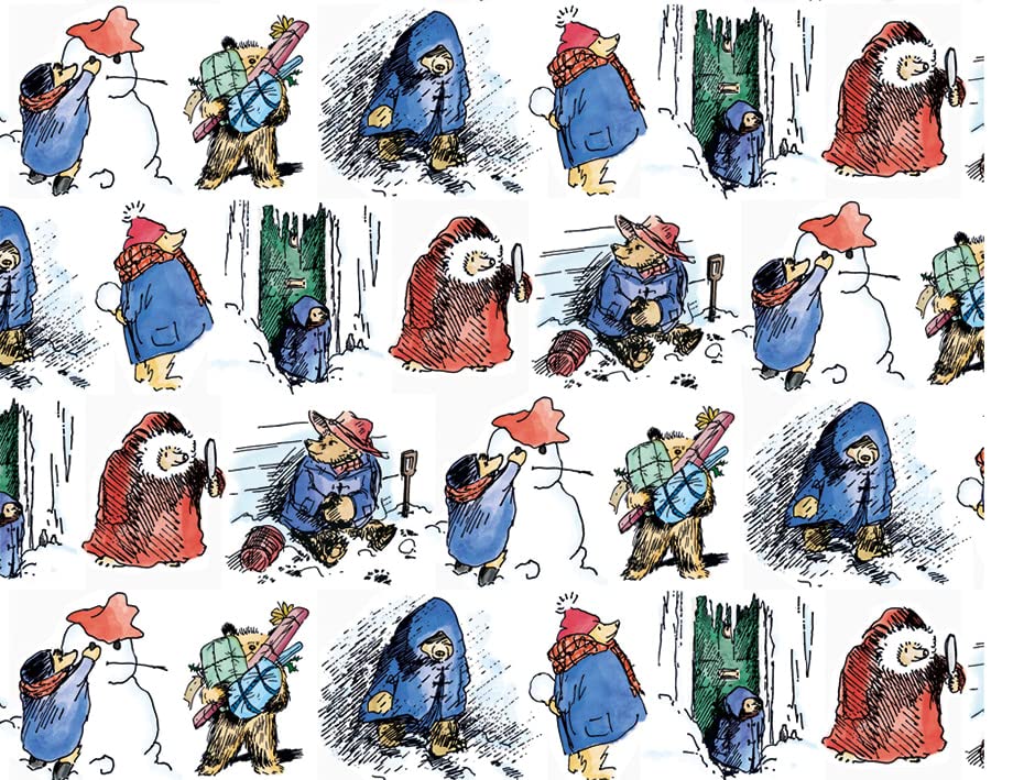 1 Folded Sheet of Festive Paddington Bear Gift Wrap - Christmas Wrapping Paper - Museums & Galleries