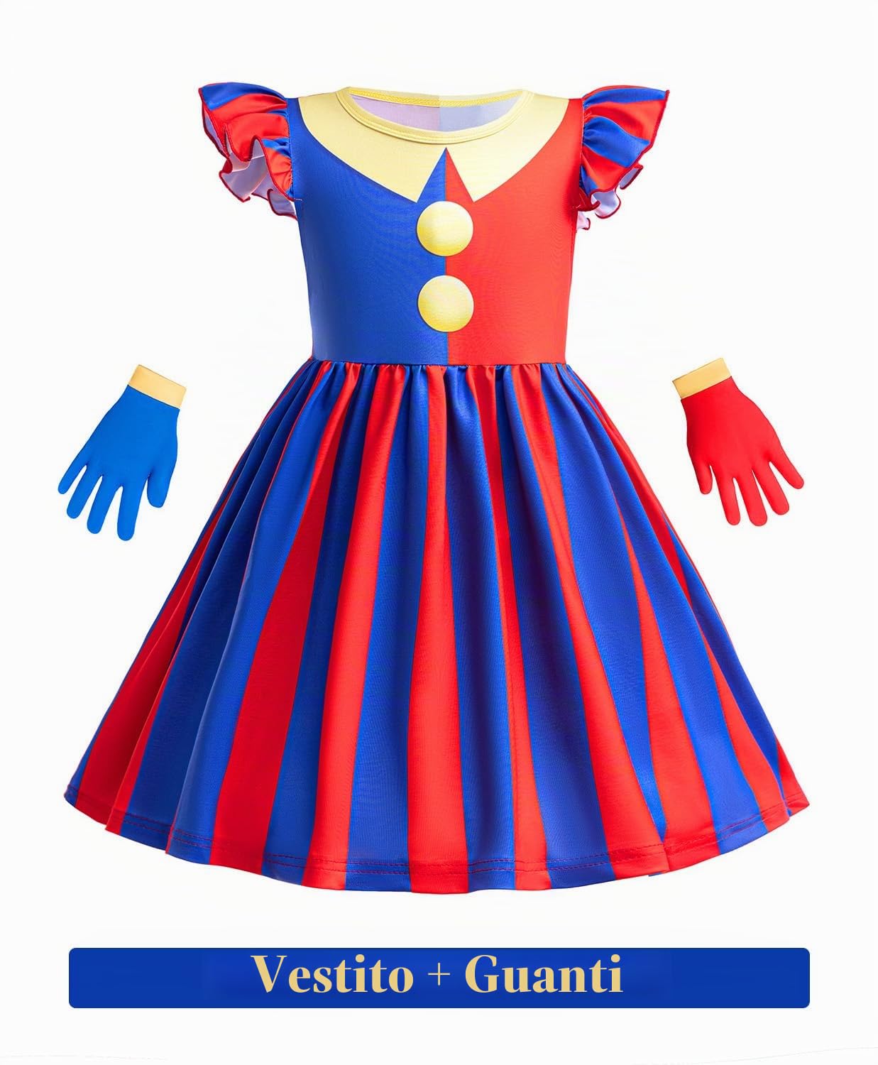 Pomni - Vestito da clown per ragazze, per bambini, motivo: circo digitale