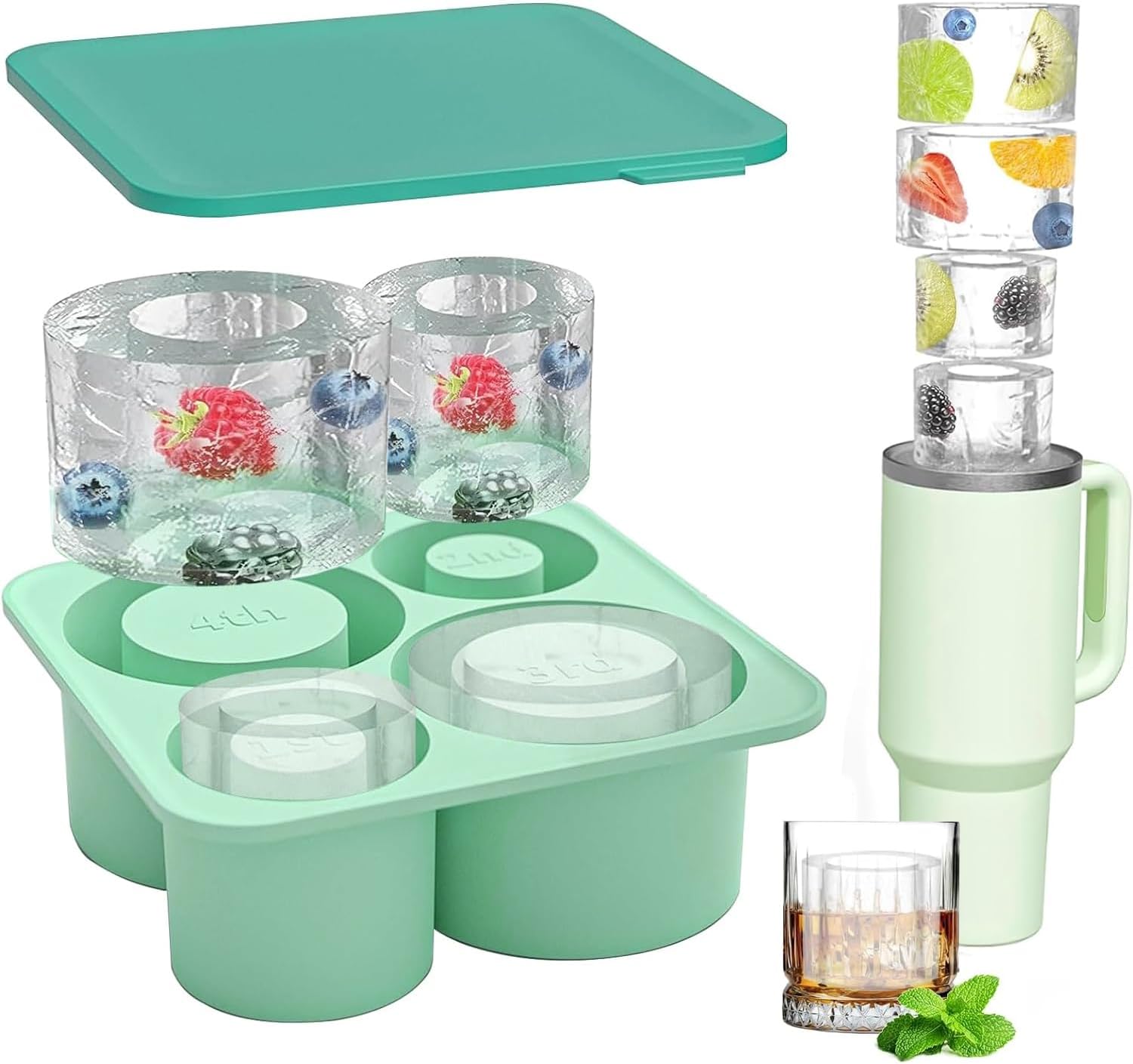 Molde De Hielo Para Stanley Cup - Silicona Con Tapa (20-40 Oz)