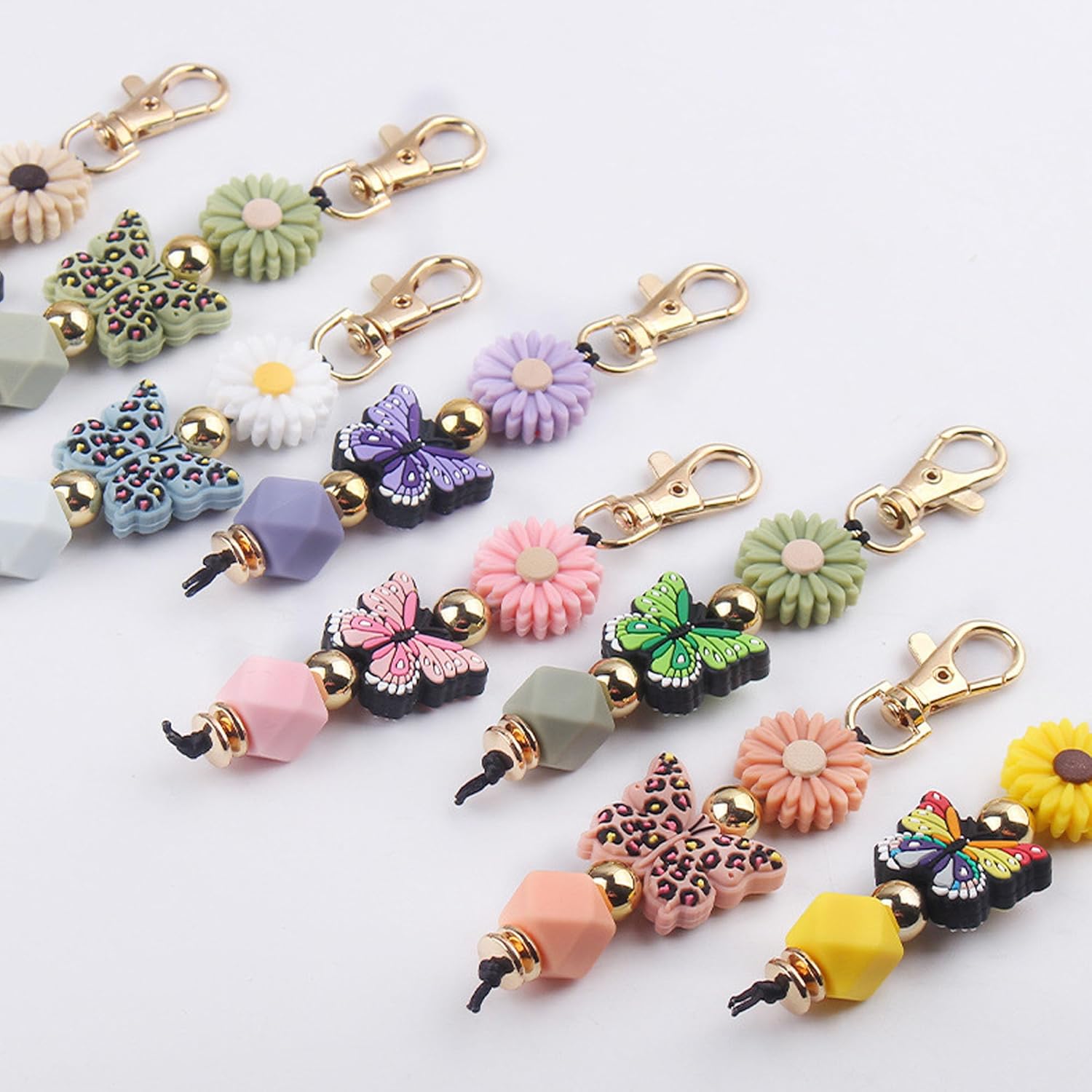 Butterfly Keychain Silicone Beaded Key Ring for Bag Charms Purse, Elastic Key Chain for Women Bag accessories - Image 8