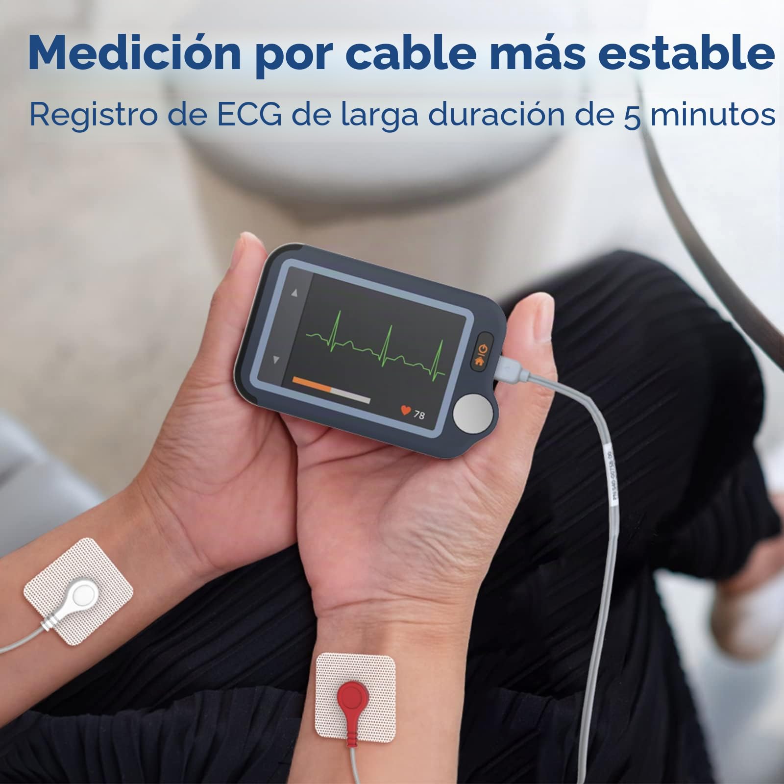 Wellue ECG Monitor, dispositivo de ECG Bluetooth con aplicación para iOS y Android, grabación de 30s / 60s / 5min, funciona con smartphone y PC, rastreador de salud cardíaca personal vestible