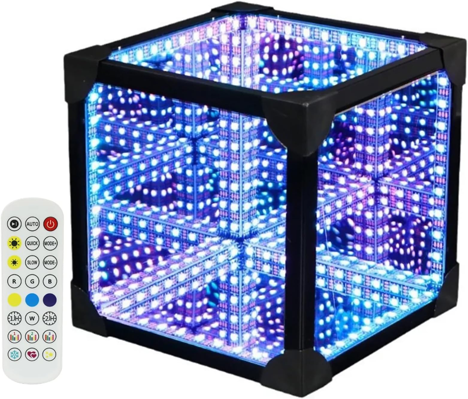 3d Cube Abyss Desktop Atmosphere Light, LED Infinity Mirror Tunnel Light Square RGB Sound Reactive Lamp With Remote Control, Novelty Cool And Colorful Decoration Night Light Gaming 15 * 15 * 15cm