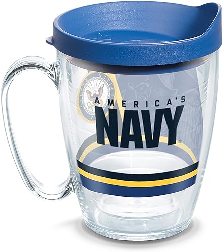 Tervis Vaso aislado de doble pared Navy Forever Proud fabricado en Estados Unidos mantiene las bebidas frías y calientes, 16 onzas, taza, clásico