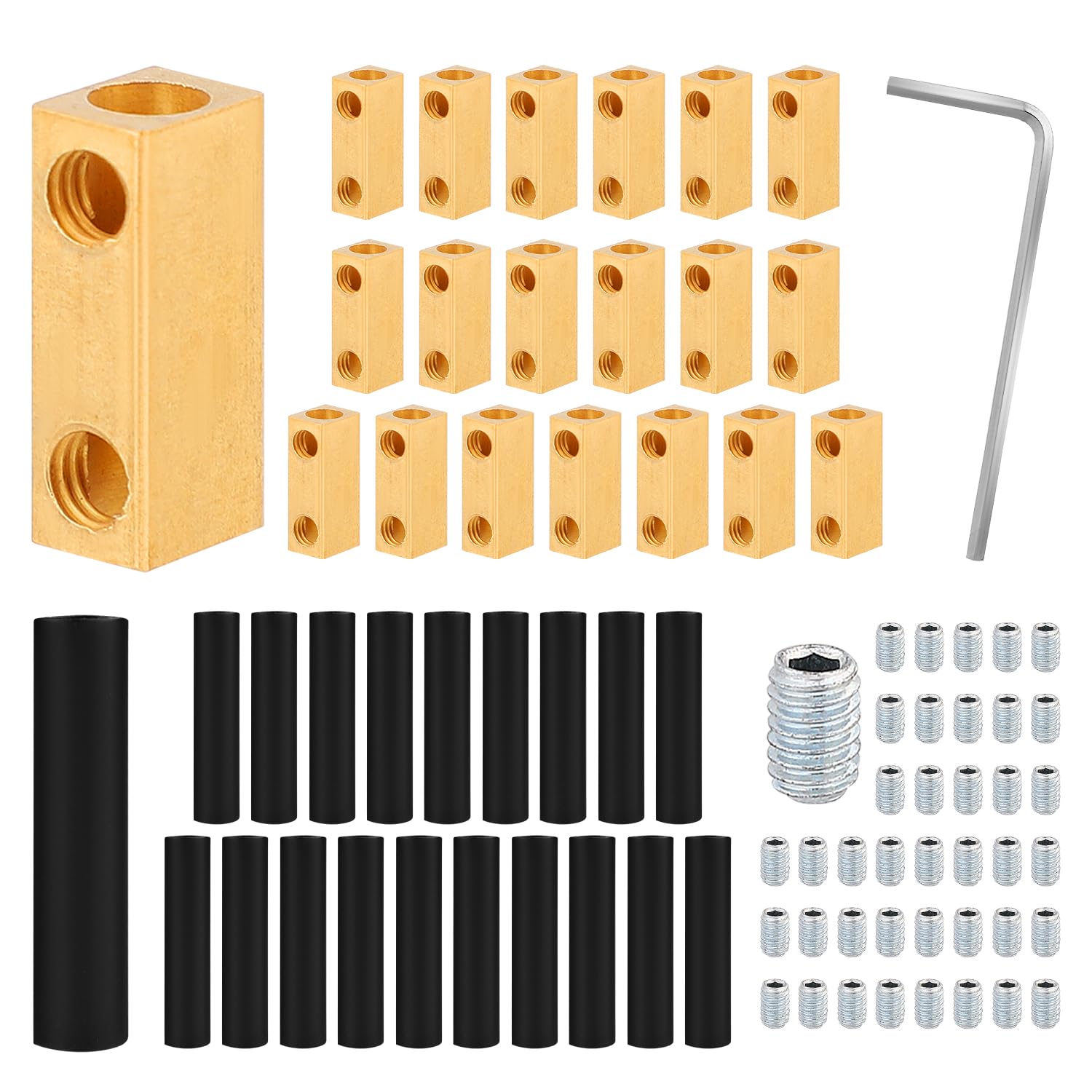 20pcs 8 AWG Wire Connectors, 20Amp Wire Splicing Kit Quick Connection Terminal with Screws and Shrink Tubes Brass 8 Gauge Wire Connector Nut Kit Yellow Circuit Terminals for Electronic Industry