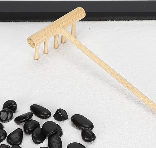 Miniatura 8 de HEEPDD Jardín de arena zen, 8.5 x 6.9 x 0.6 pulgadas, escritorio de playa blanca, mini jardín zen con rastrillo para decoración de escritorio de