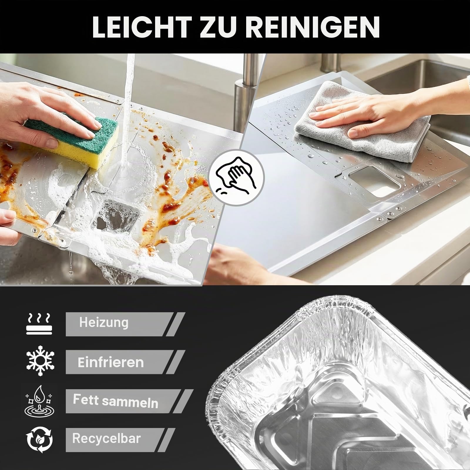 Utheer Universal Fettauffangschale, 60cm bis 80cm, Verstellbar Tropfpfanne für 3/4/5 Brenner Gasgrill von Charbroil, Dyna Glo, Nexgrill, Kenmore, Uniflame und mehr, Fettwanne mit Auffangwanne