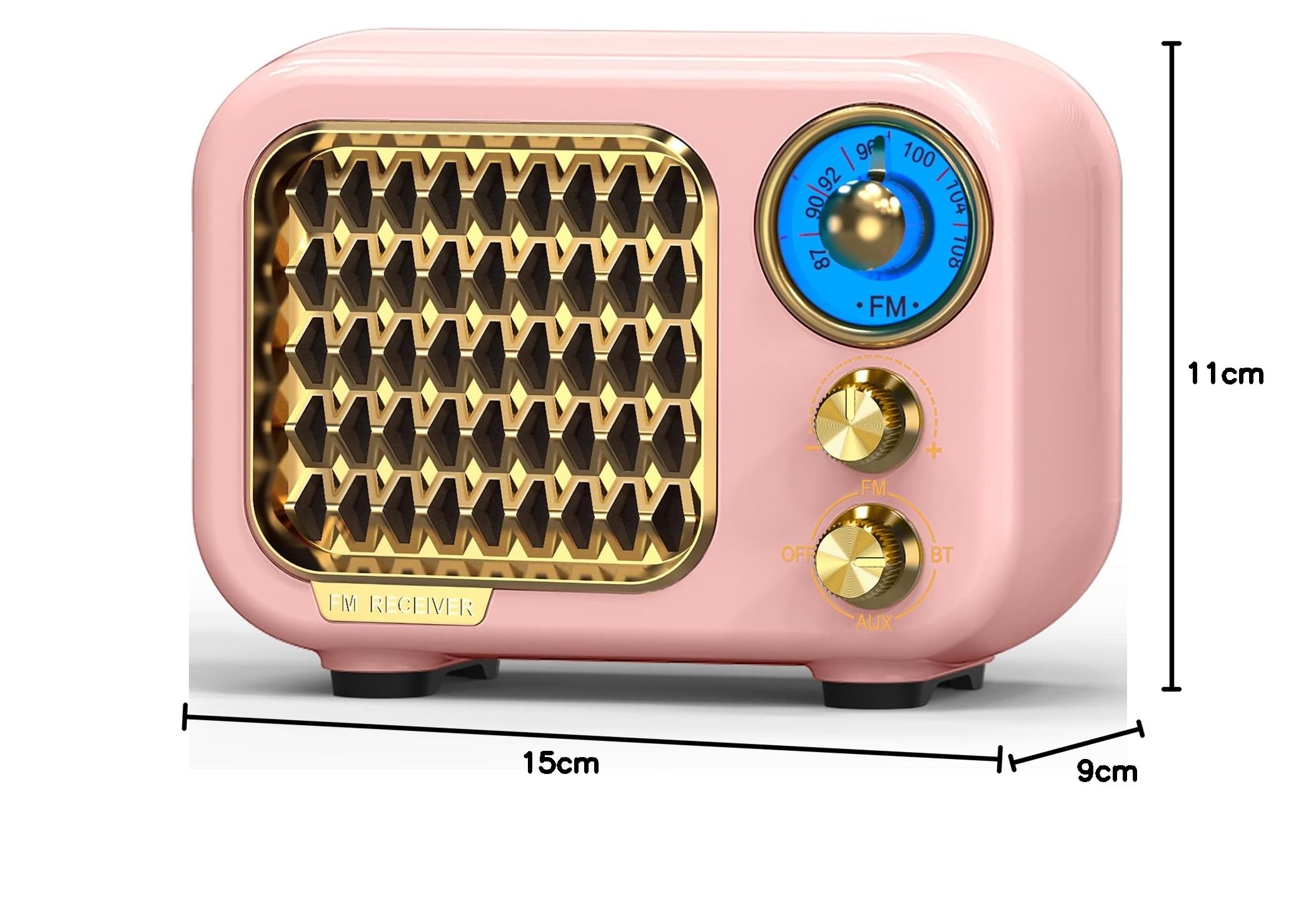 Tendak Radio Vintage FM Portatile Bluetooth 5.1 Retro Altoparlante Hi-Fi Batteria Ricaricabile 1000 mAh TF Card AUX USB MP3