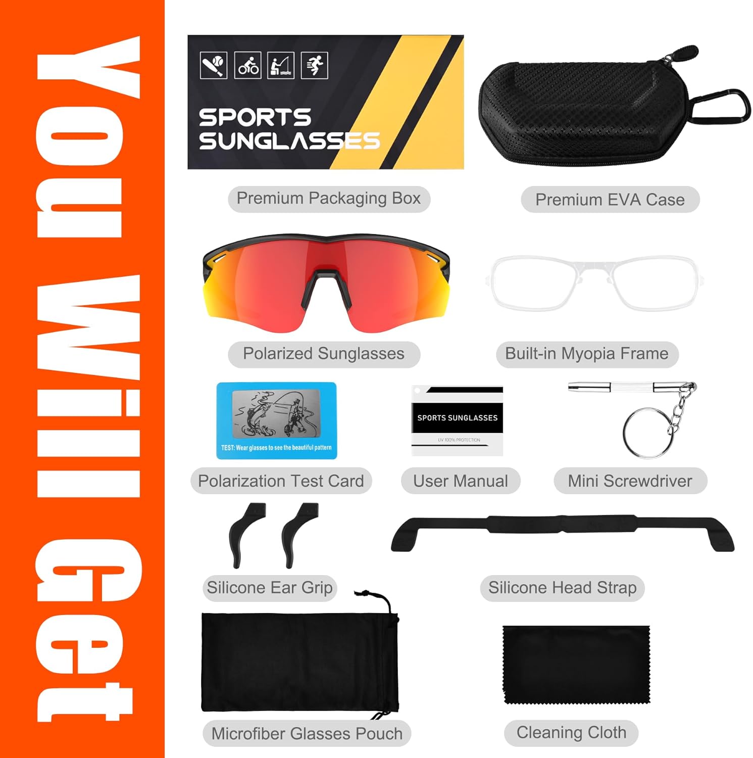 Polarized Sports Sunglasses for Men Women,Wrap Around Sun Glasses for Running Cycling Baseball Fishing Golf Hiking - Image 8