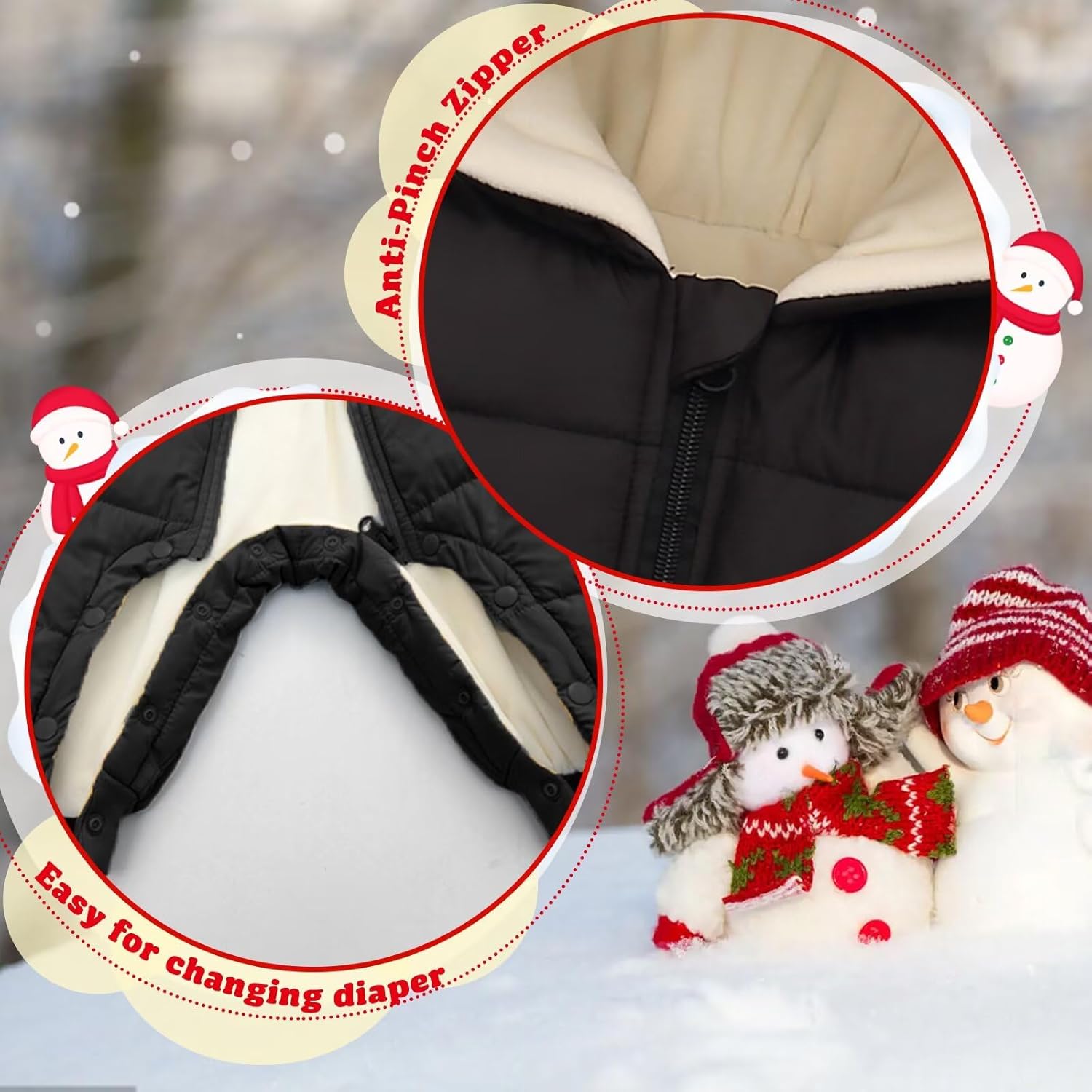 BYFRI Baby Boys Girls Snowsuit Newborn Cozy Winter Coat Infant Bear Hooded Jumpsuit Toddler Snow Outfit for 0-24 Months - Image 4