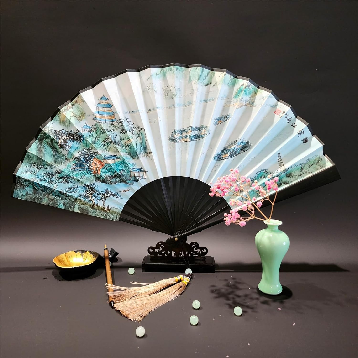 HFTTDJC Chinese Style Folding Fan, Souvenir Folding Fan-2