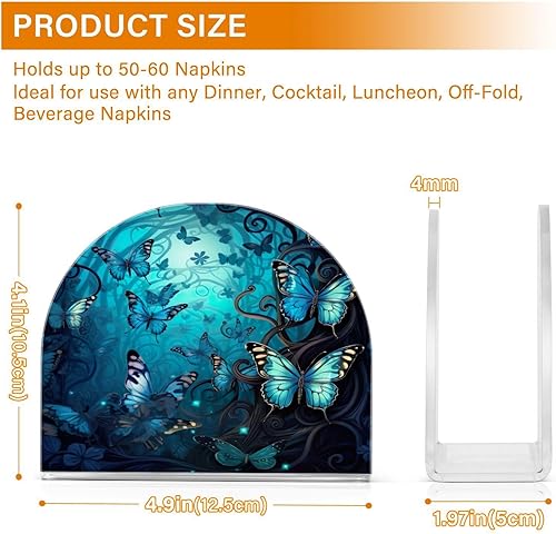 Miniatura 3 de Napkin Holder Blue Butterflies Napkin Holders for Tables, Clear Acrylic Napkin Holders Cocktail Napkin Holder for Kitchen Restaurant Bar Home Decor
