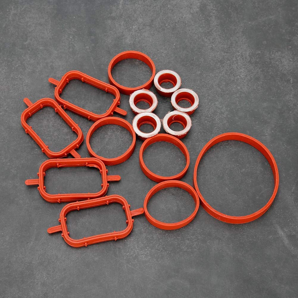 EBTOOLS Kit guarnizioni collettore di aspirazione, 14 Pezzi/Set Kit collettore di aspirazione Adatto per M57 M47 E87 E46 E90 E91 E92 E93 E39 E60 Motore a 6 cilindri