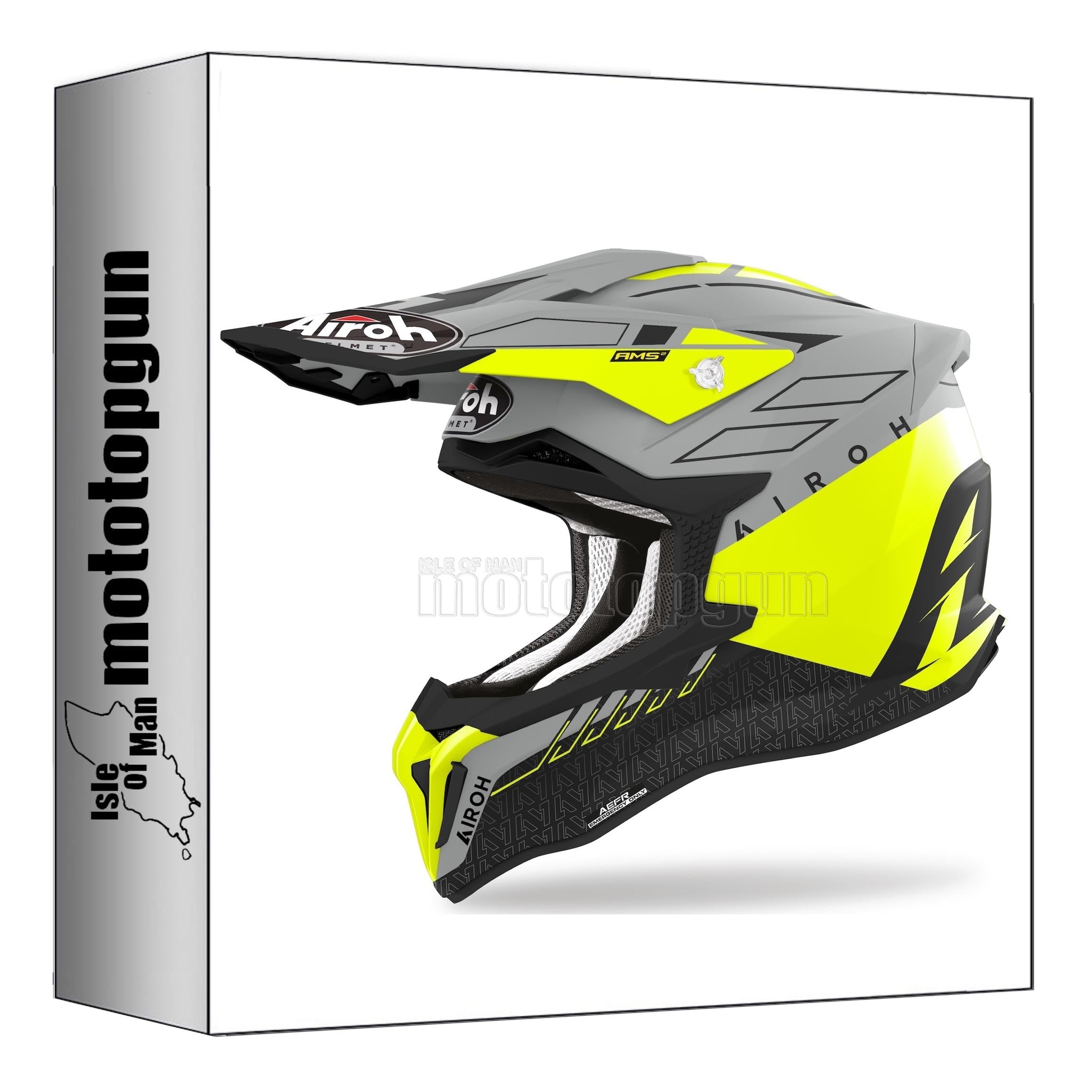 Casque moto Airoh Strycker Skin STSK31 jaune cross enduro tout-terrain taille L - 2